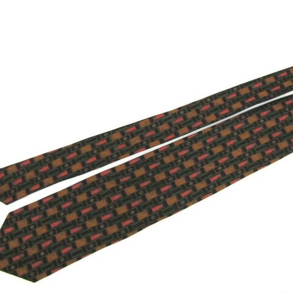 BRIONI Tie Copper Orange Black Geometric / Luxury - Picture 7 of 8